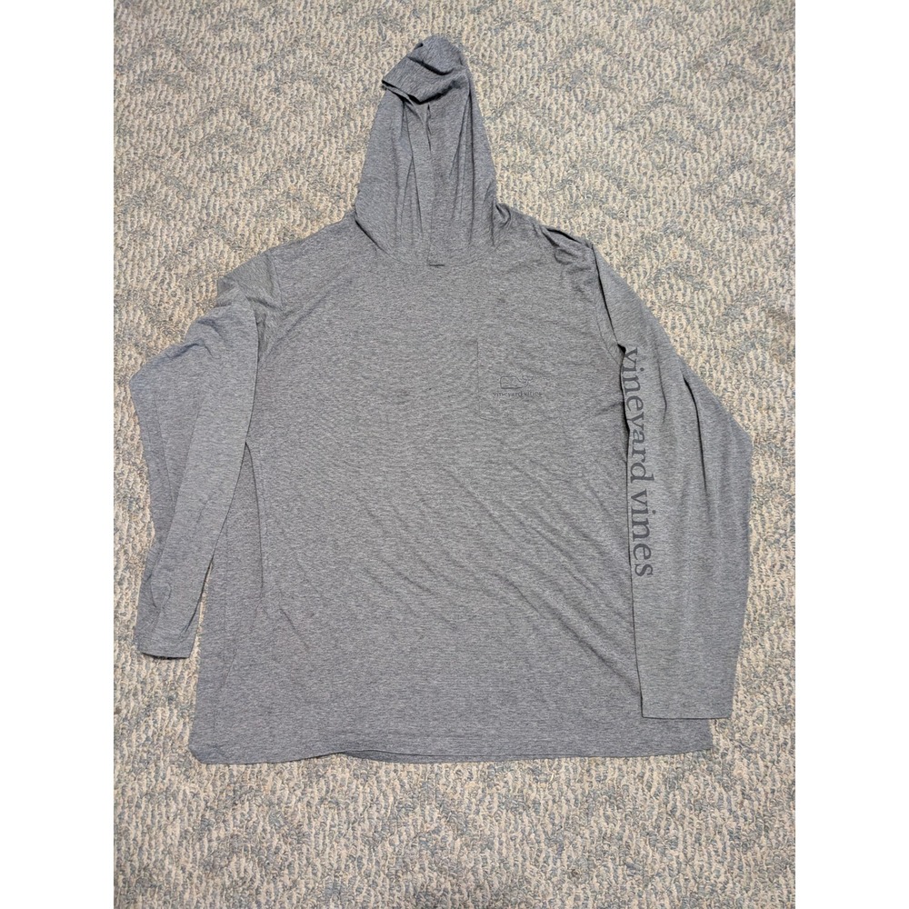 Vineyard Vines Mens 2XL Edgartown T-Shirt Hoodie Grey Long Sleeve Pima Cotton